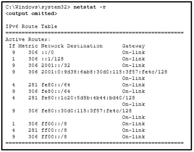 A user issues the command netstat –r on a workstation