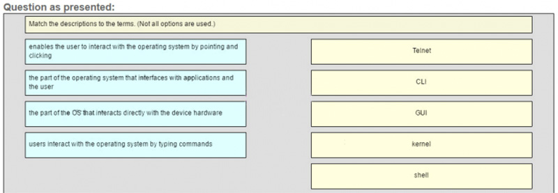CLI - users interact with the operating system by typing commands