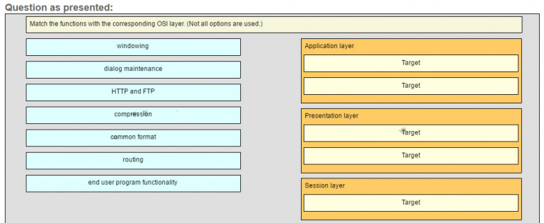 Match the functions with the corresponding OSI layer