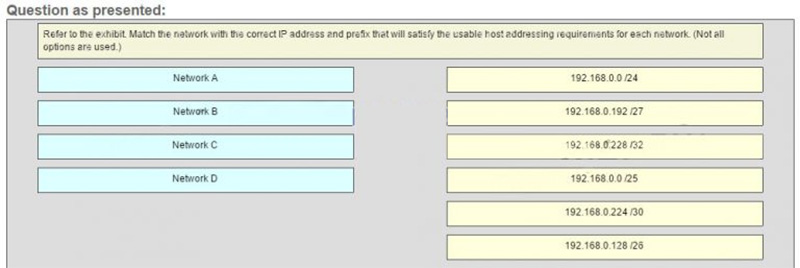 Q of The left router connects network B with 50 hosts and network C with 25 hosts