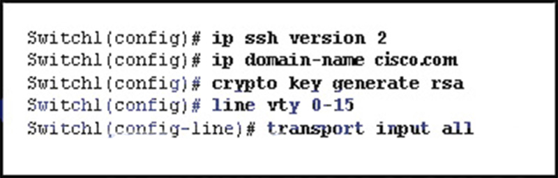The network administrator wants to configure Switch1 to allow SSH connections and prohibit Telnet connections
