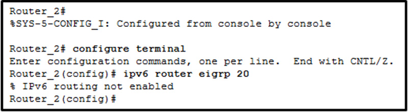 A network administrator is configuring EIGRP AS 20 on Router_2 and has received the error that is shown