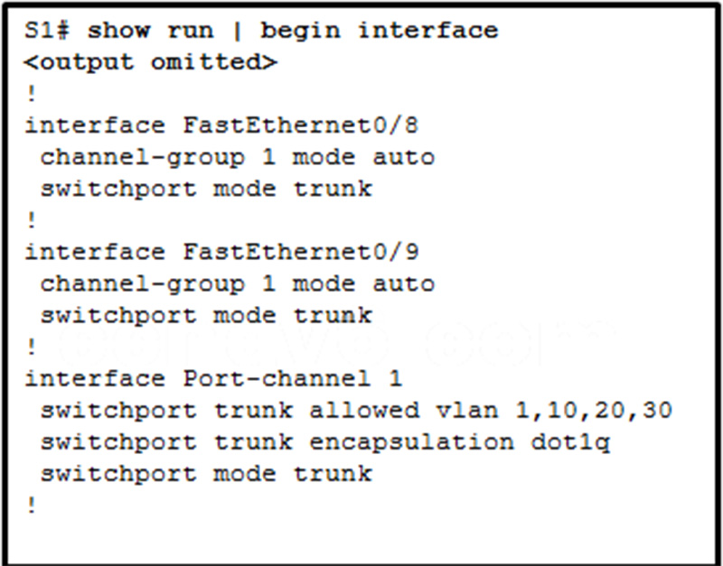 A network administrator is reviewing the configuration of switch S1