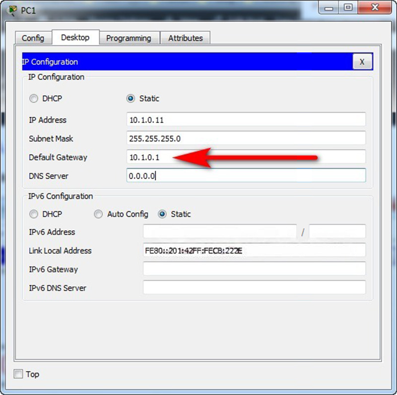 Additional Default Gateway IP - 10101 for PCs Clnc-1 & H1-1