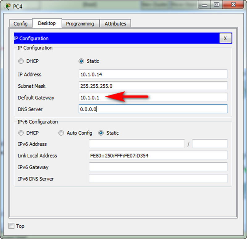 Additional Default Gateway IP 10101 for PCs E2-1 & E1-2