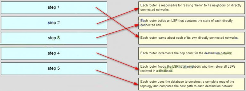 Ans of Match the order in which the link-state routing process occurs on a router