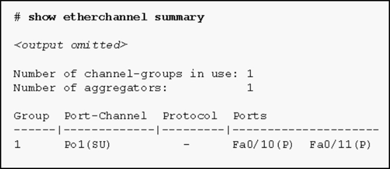 Based on the command output shown, what is the status of the EtherChannel