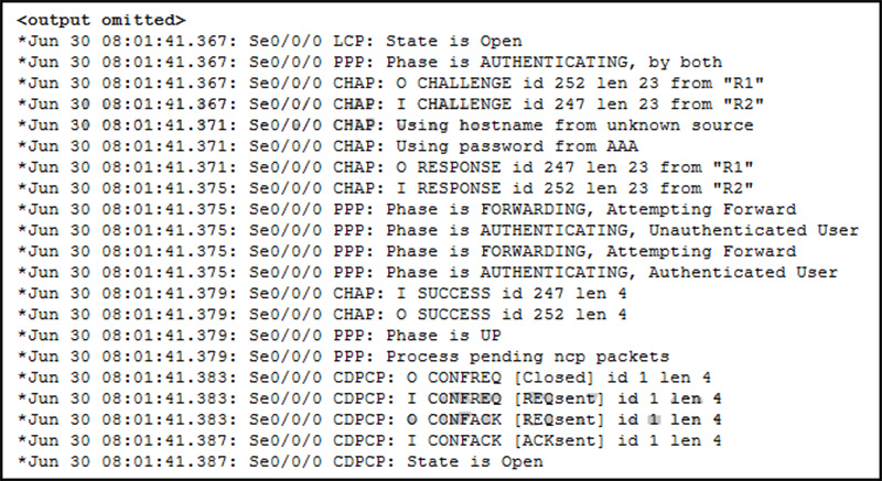 Based on the debug command output that is shown, which statement is true of the operation of PPP
