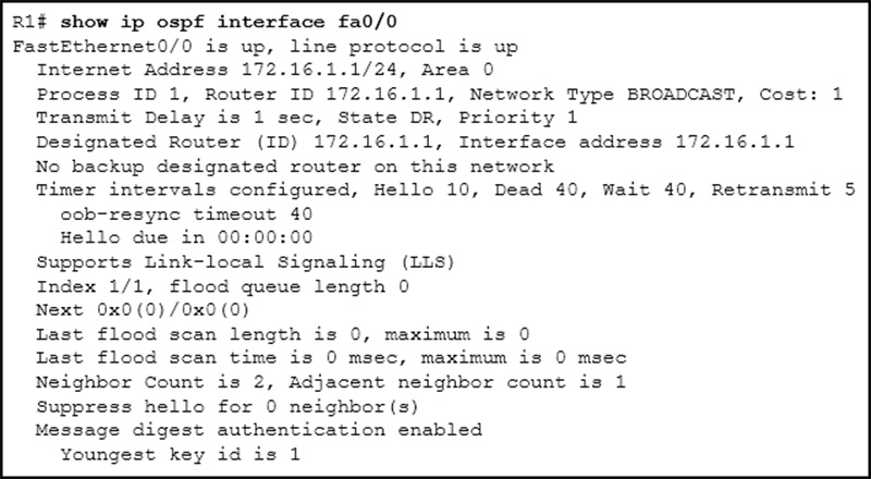 What kind of OSPF authentication has been configured on this interface