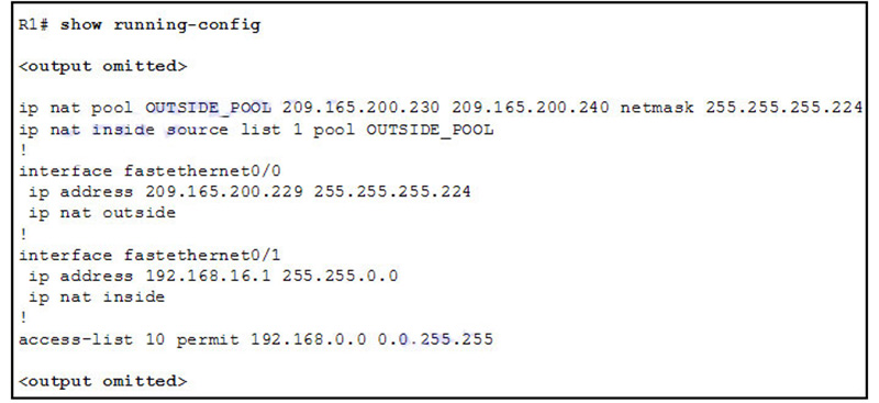 An administrator is configuring NAT to provide Internet access to the inside network